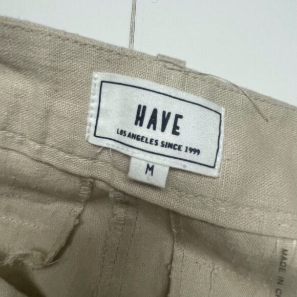 HAVE Los Angeles Womens Size Medium Linen Blend Pants Oatmeal Tan Beige - Picture 3 of 4